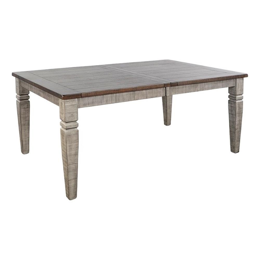 Pemberly Row Dining Table Extendable 66 to 90" in Dark Brown Gray Mahogany Wood