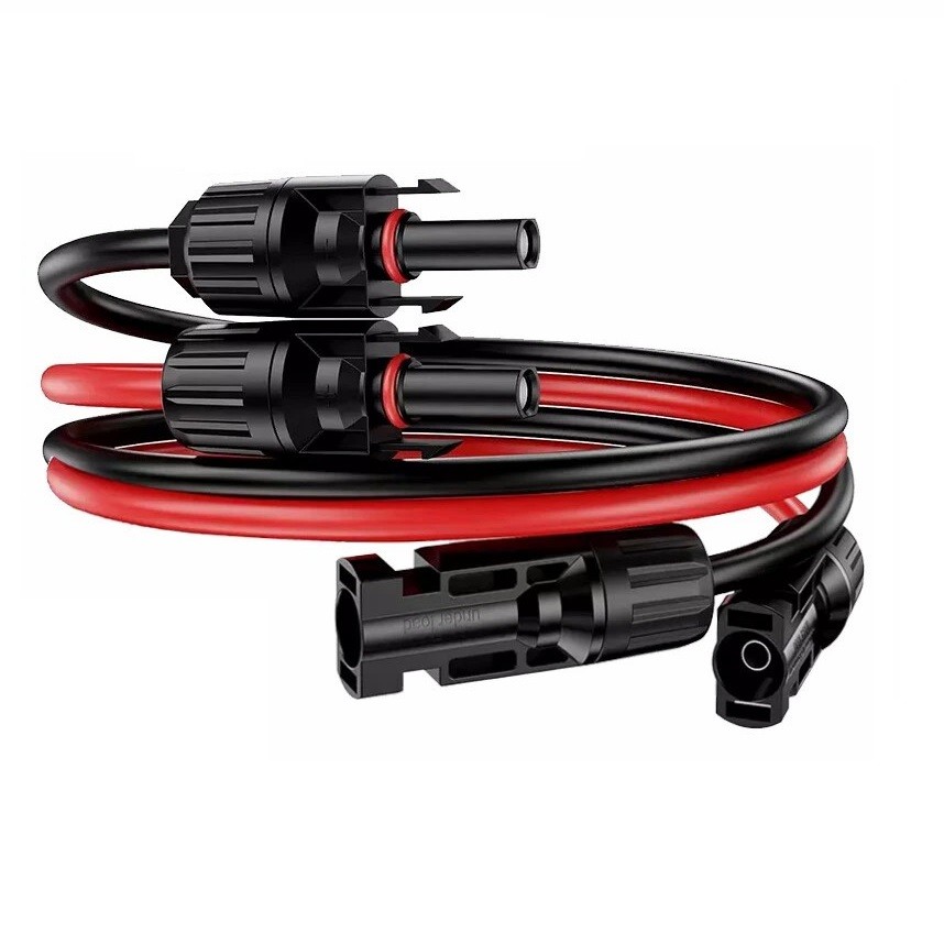 50ft Black + Red 10AWG Solar Panel Extension Cable Flexible Wire Connectors gallery