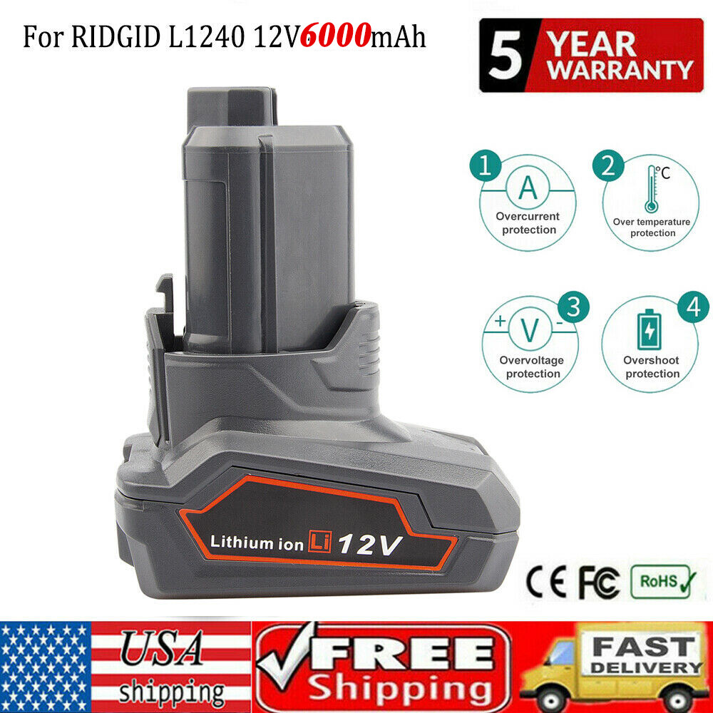 For Ridgid R82059 Hyper Lithium 12 Volt 6.0Ah Battery R82007 R82008 R82008N gallery