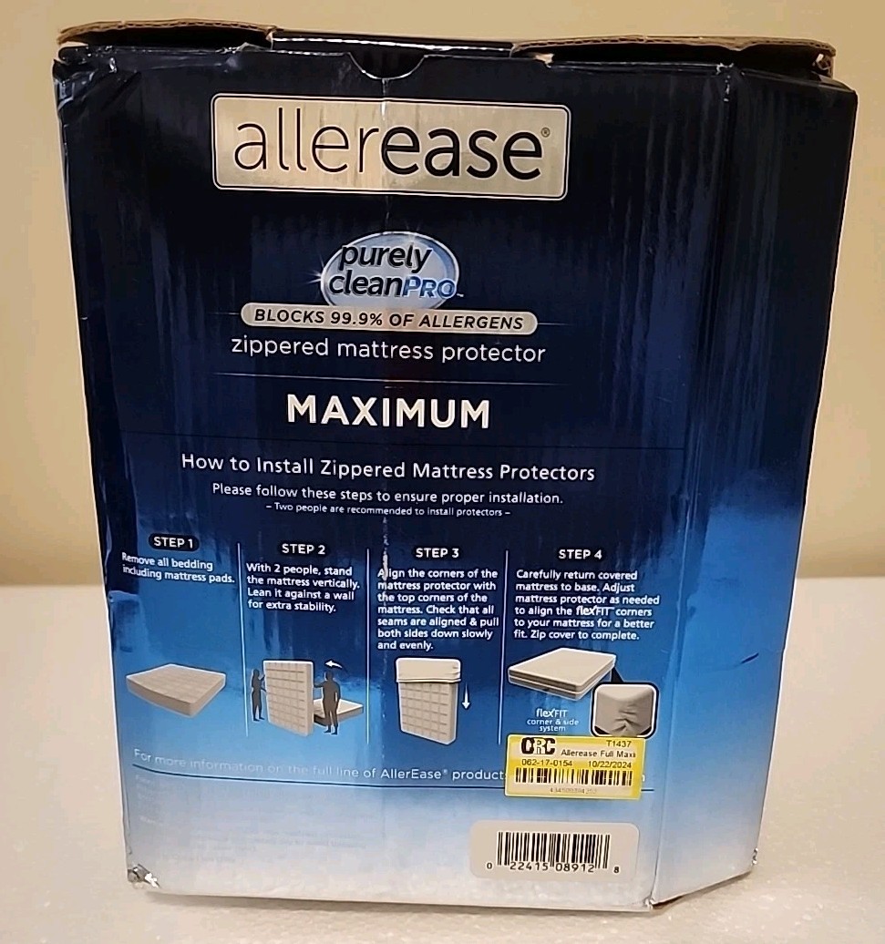 Maximum Mattress Protector White AllerEase Waterproof Washable - FULL-NEW -OPEN gallery