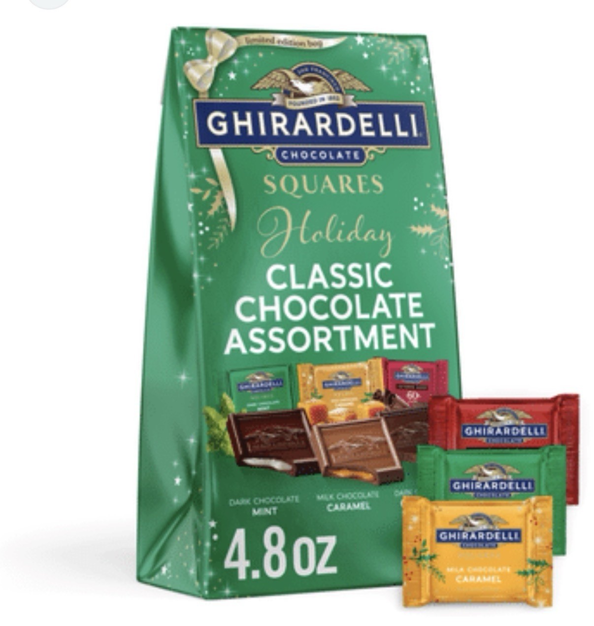 Two! Ghirardelli Chocolate Assortment Dark Chocolate Mint Caramel Squares gallery