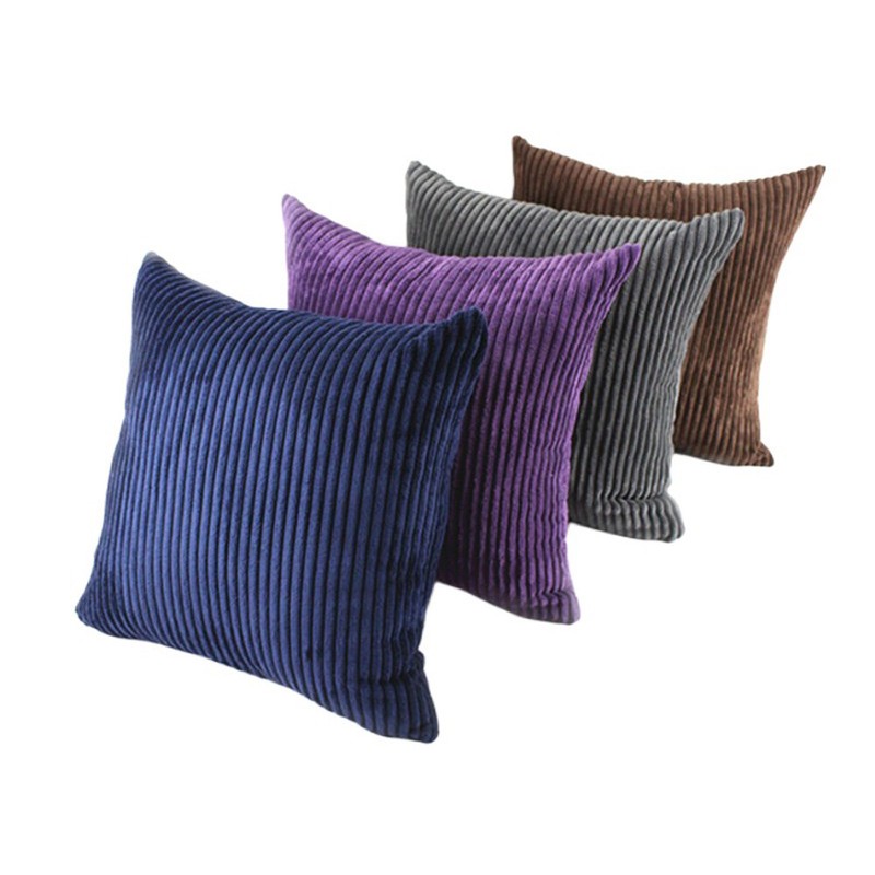 Solid Corduroy Striped Cushion Cover Home Sofa Car Throw Pillow Case 11 Sizes gallery
