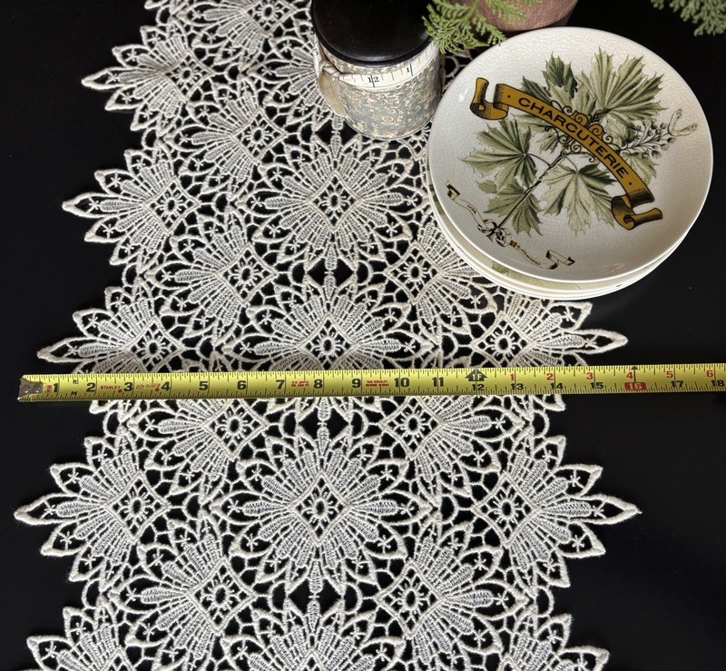 Table Runner - French Macrame/Burnout Lace - Ecru - 16” x 54” gallery