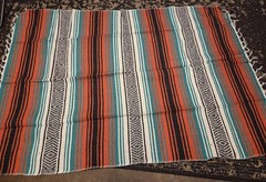 Classic Mexican Blanket Large Authentic Woven Falsa Throw 70×50″ Artisan Orange