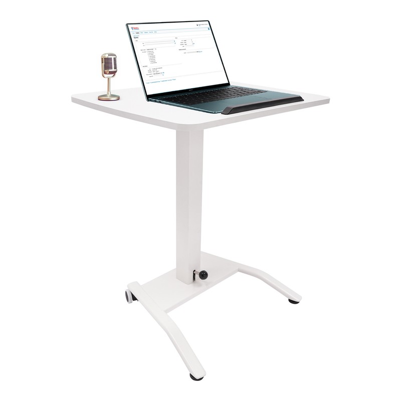Adjustable Rolling Desk Height & Tilt 71-108 cm Portable Laptop Table White gallery