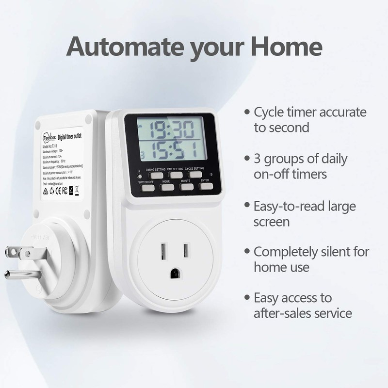 24-Hour Programmable Timer Plug for Electrical Outlet, 120V, 15A gallery