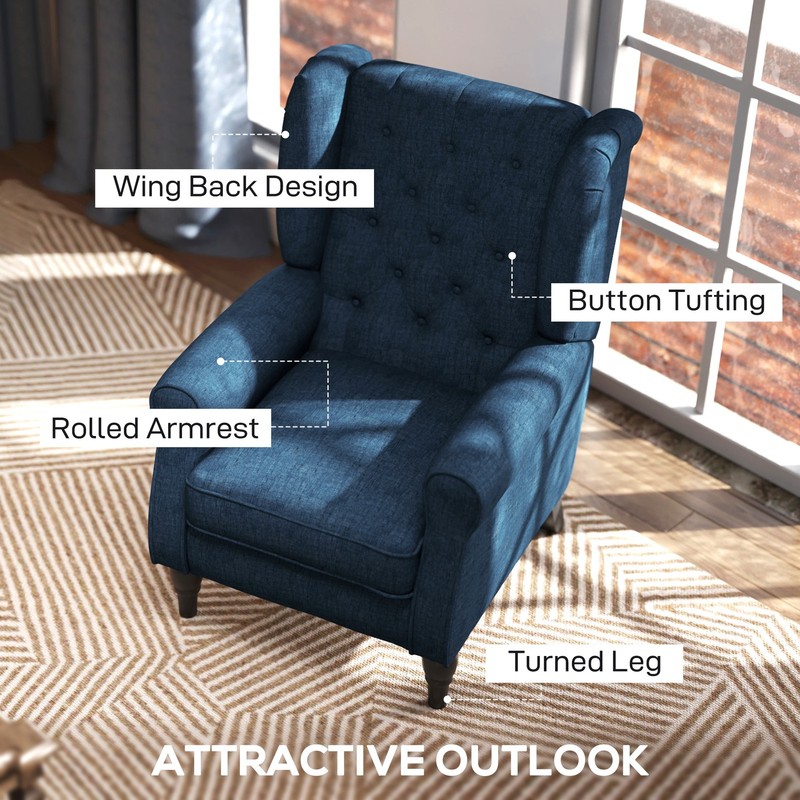 Button-Tufted Accent Chair with High Wingback, Rounded Cushioned Armrests gallery