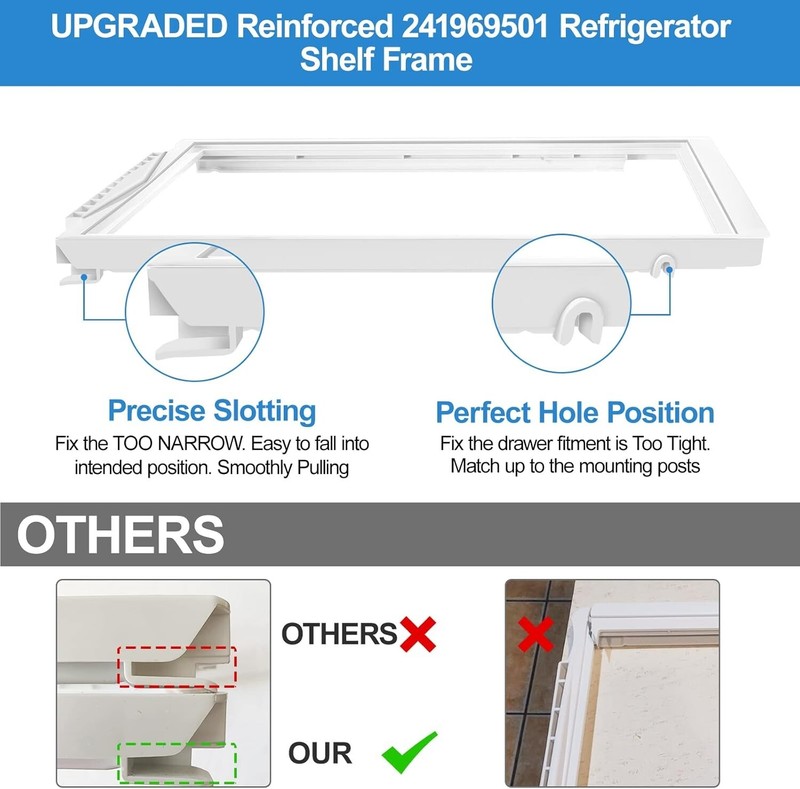 UPGRADED Frigidaire Shelf Frame Replacement for Crisper Drawer - No Glass gallery