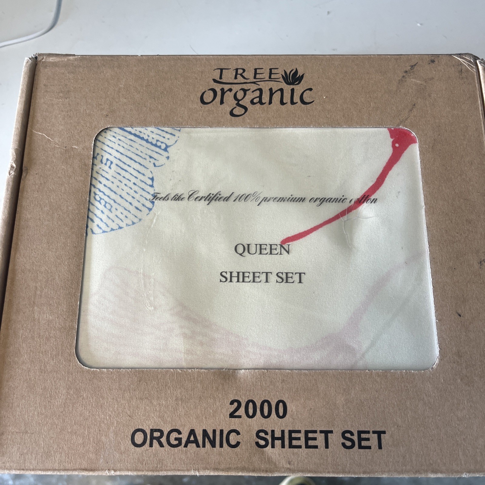 Tree Organic 100% Premium Quality Cotton 2000 Queen Sheet Set Botanical New gallery