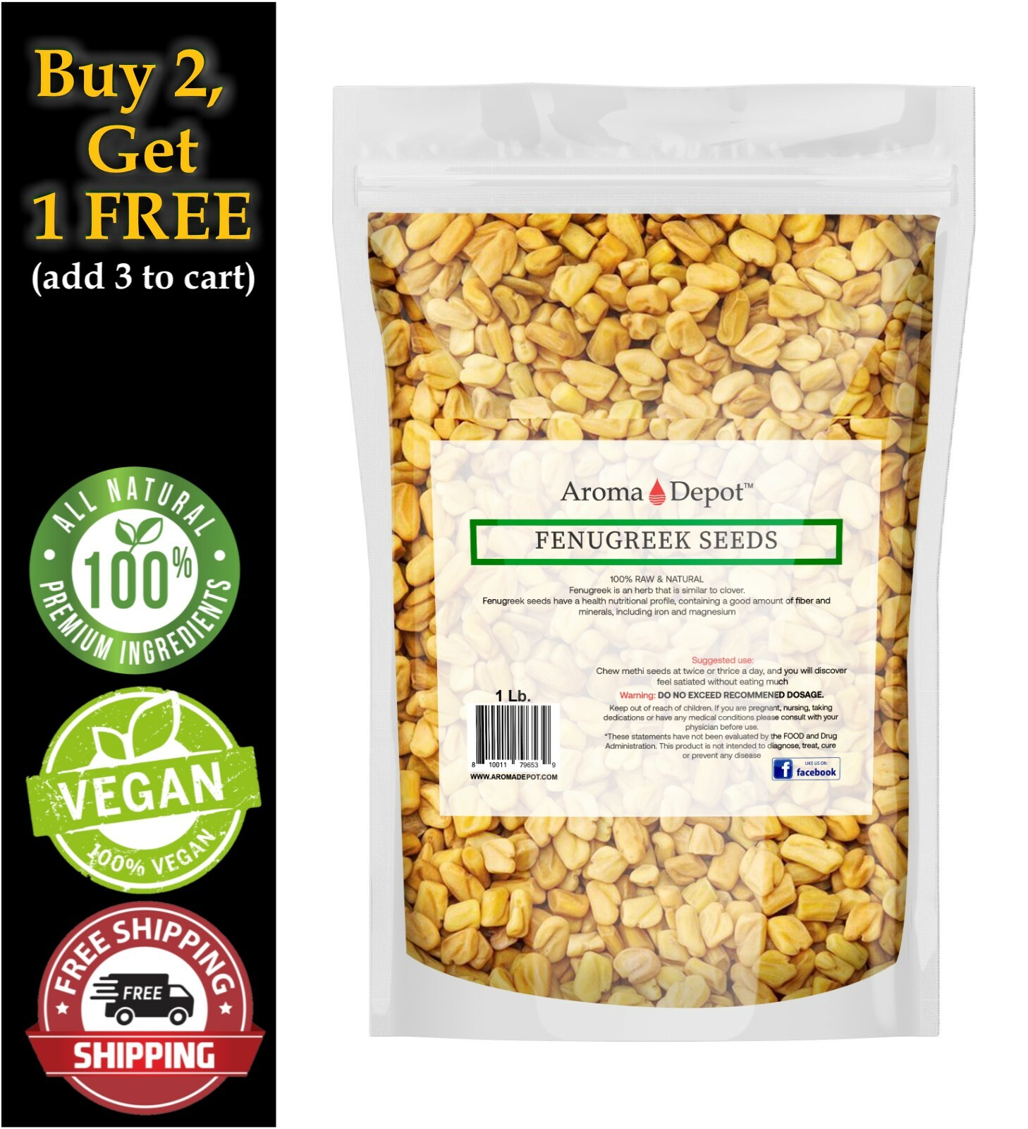 1lb. Fenugreek Seeds Trigonella foenum-graecum (Methi) Seed 100% Raw Bulk Lot gallery