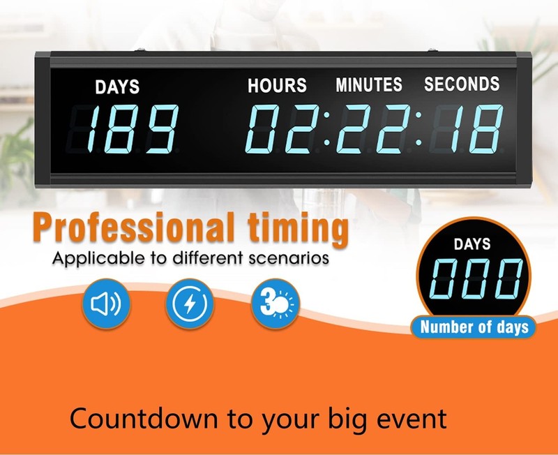 Blue 1.8" 9Digits Large LED Countdown Count Up Days Clock with Remote Christm... gallery