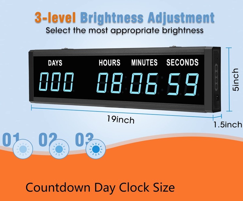 Blue 1.8" 9Digits Large LED Countdown Count Up Days Clock with Remote Christm... gallery