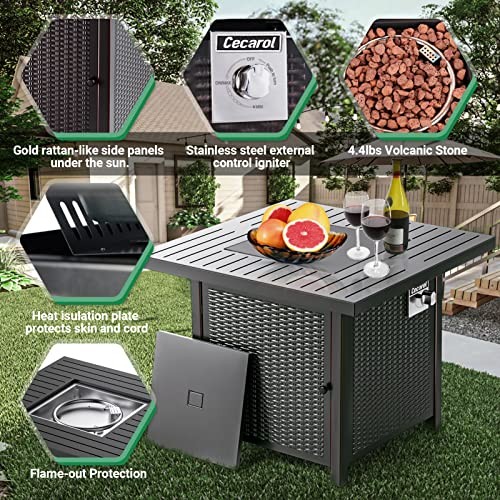 TACKLIFE Gas Fire Pit Table Lid Lava Rock Auto-Ignition 50000 BTU GFP06 - BLACK gallery