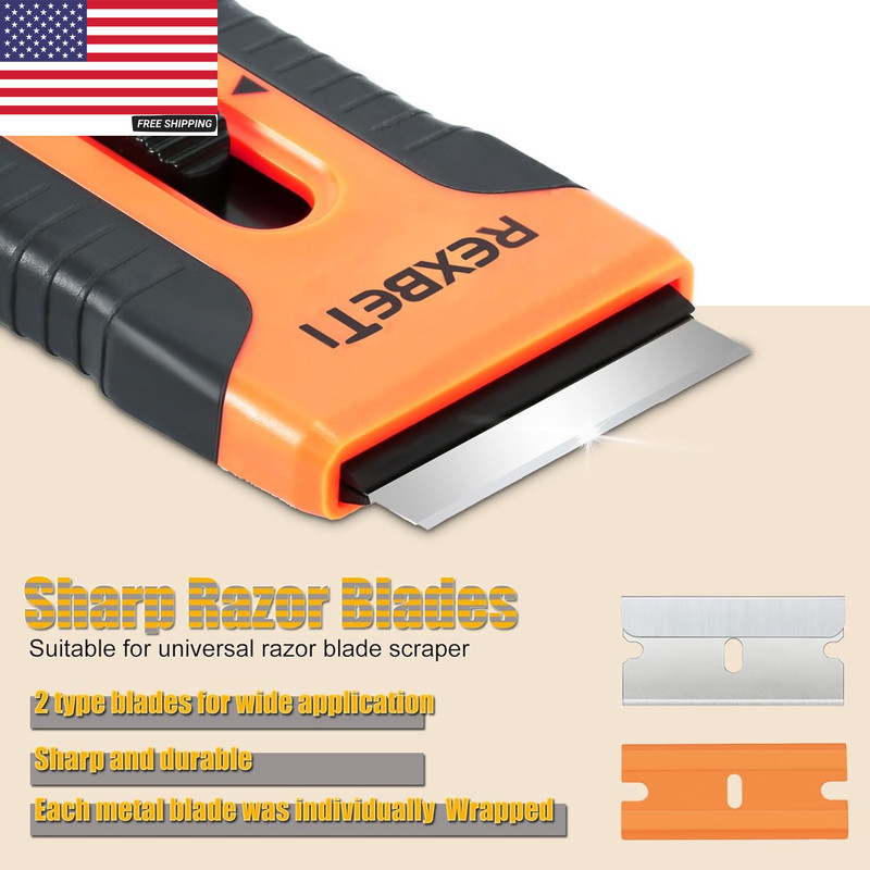 Razor Blade Scraper Tool, 2 Pack Razor Scraper Set with Extra 80Pcs Razor Blades gallery