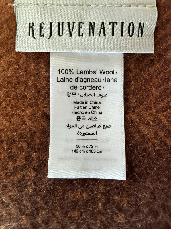 Rejuvenation Plaid Wool Throw Blanket 56”x72” Rosewood And Rust Multi NWOT Read gallery