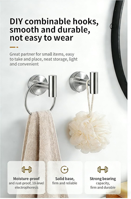 Shower Hooks 4-Pack, Suction Cup Heavy Duty Bathroom Hooks for Walls & Glass gallery