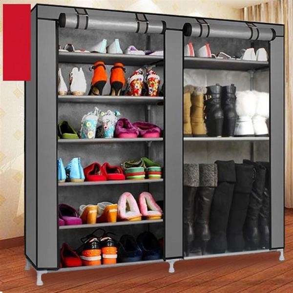 Two Rows Of 9-Grid Dust-Proof Shoe Racks Large Capacity Easy To Assemble gallery