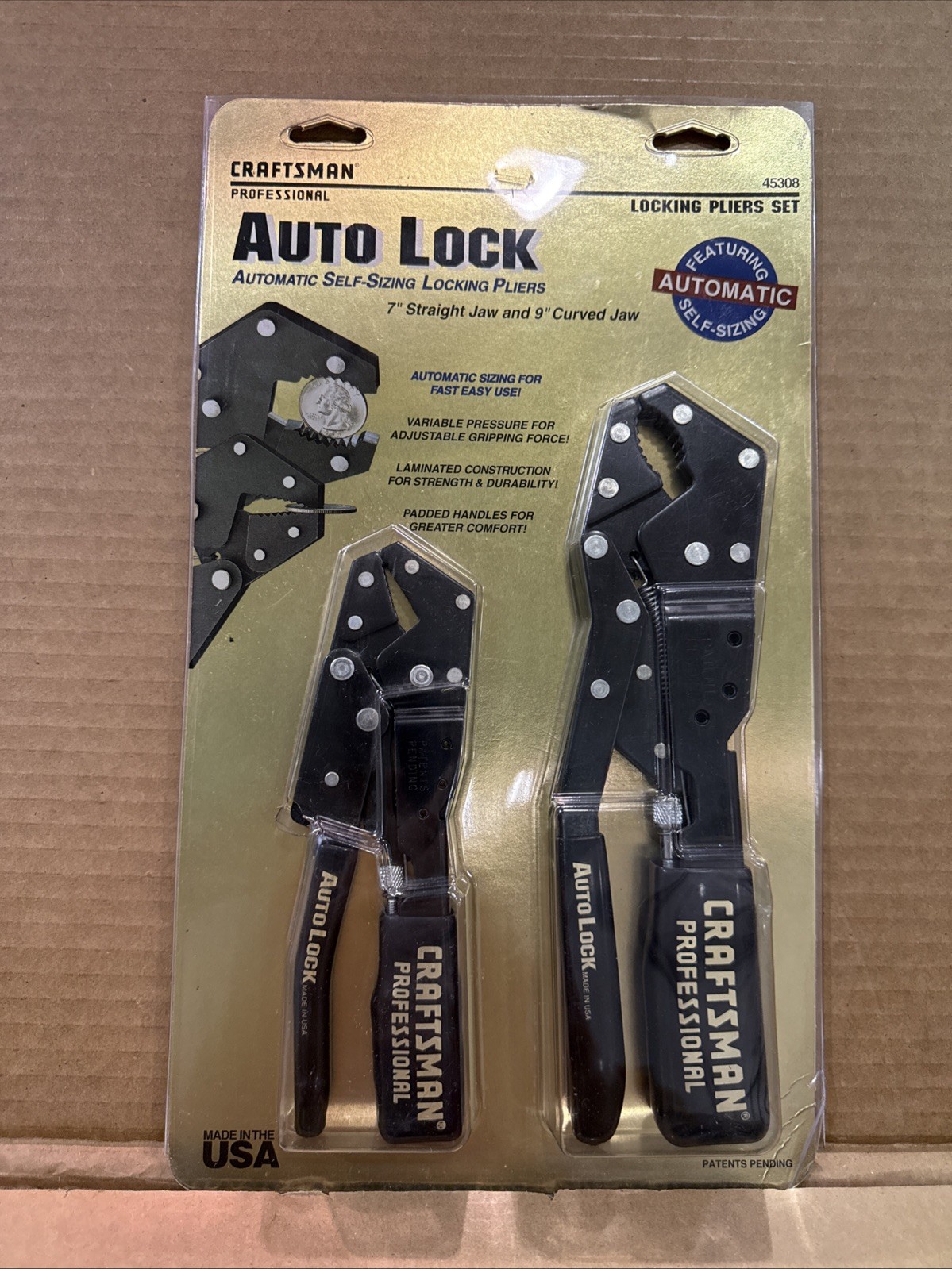 Craftsman ~ 45308 ~Professional Auto Lock Locking Pliers Set 7" & 9" Made In USA gallery