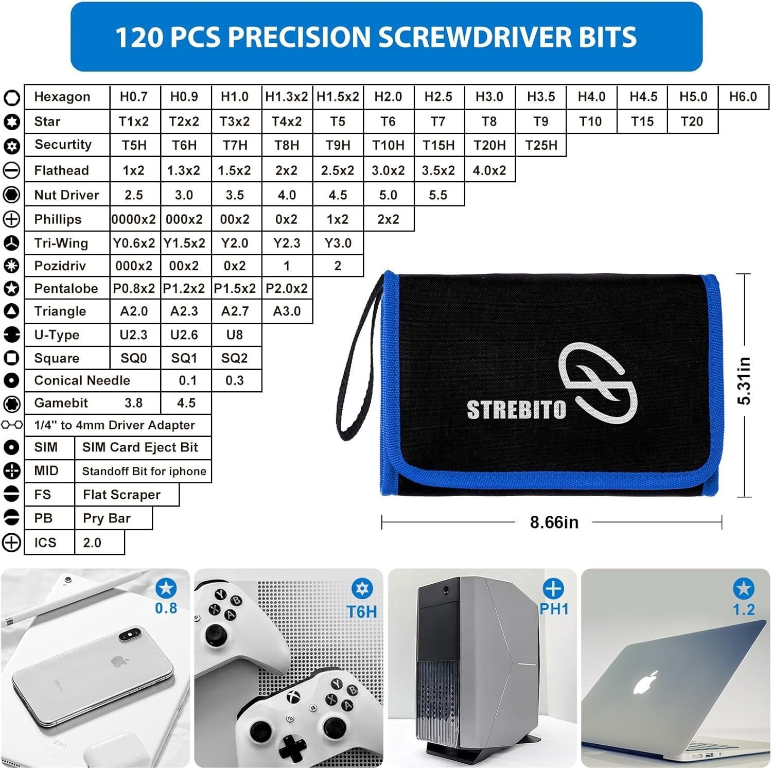 STREBITO 142 Piece Precision Screwdriver Set Electronics Repair Kit 120 Bits gallery