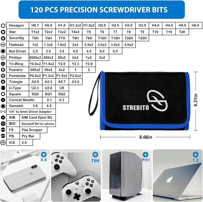 STREBITO 142 Piece Precision Screwdriver Set Electronics Repair Kit 120 Bits gallery