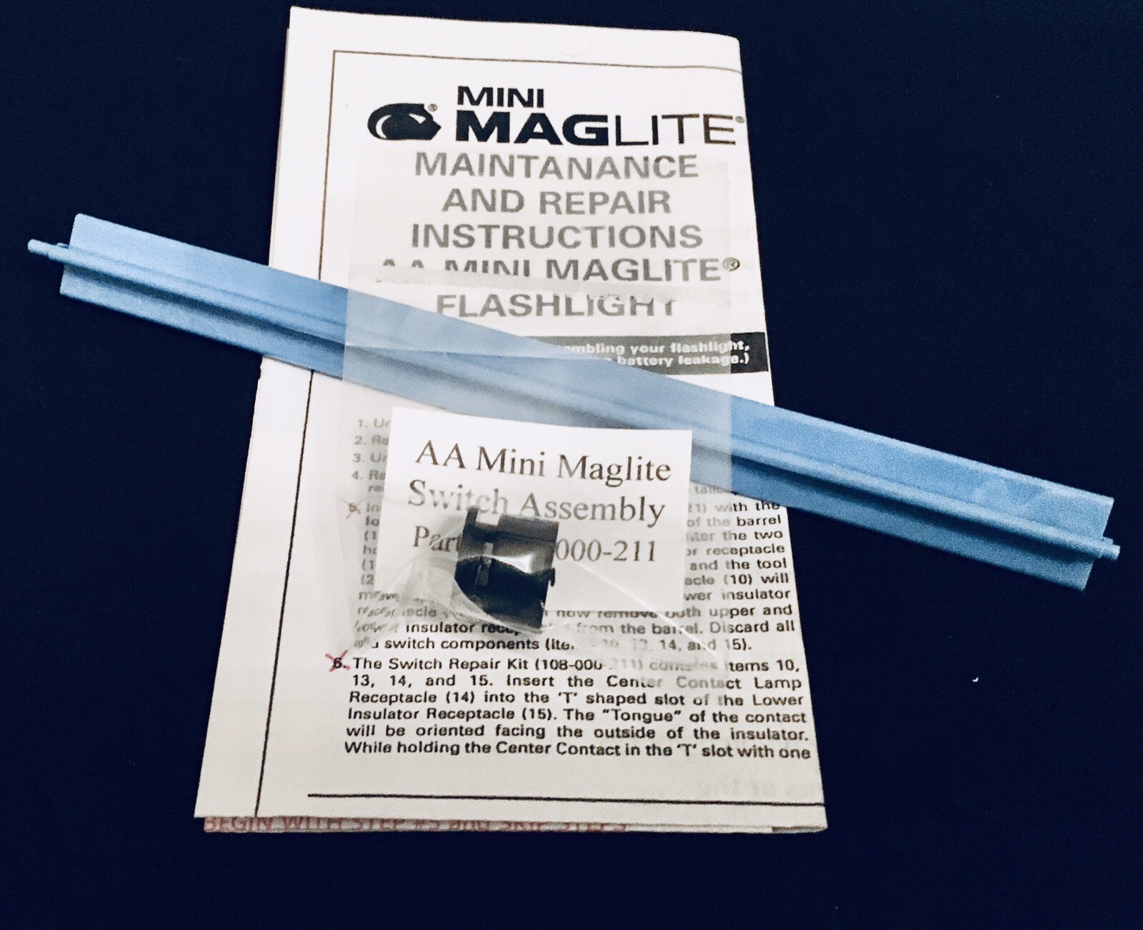 Authentic "AA" Mini Maglite Switch Assembly #108-000-211. w/ Installation Tool gallery