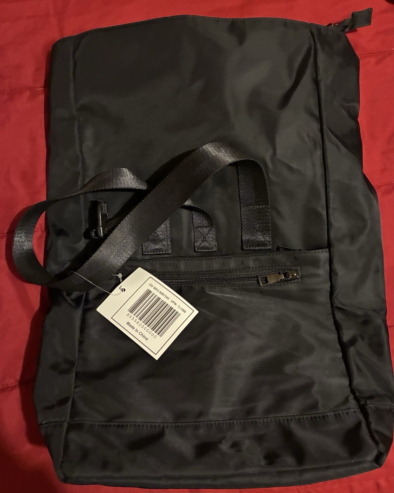 Black Nylon 65L Large Backpack Bag, Zip Closure, 4 Pockets, Model 6294