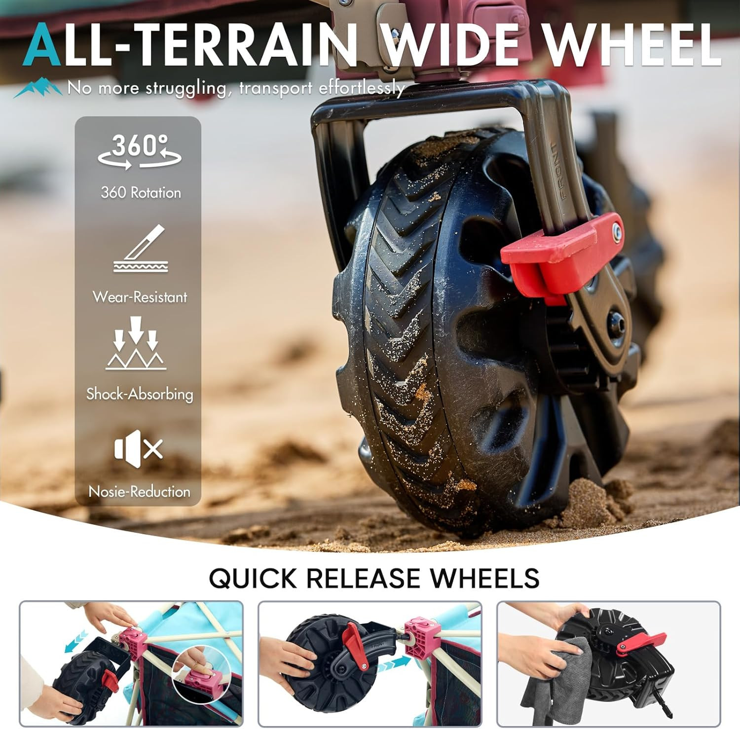 Large Collapsible Wagons Carts, 450 Lbs Heavy Duty Beach Wagon with Big Wheels, gallery