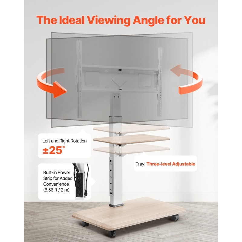 Rolling TV Stand Mobile TV Cart Holds Up to 44-205 lbs for 17-100 Inch Screens gallery