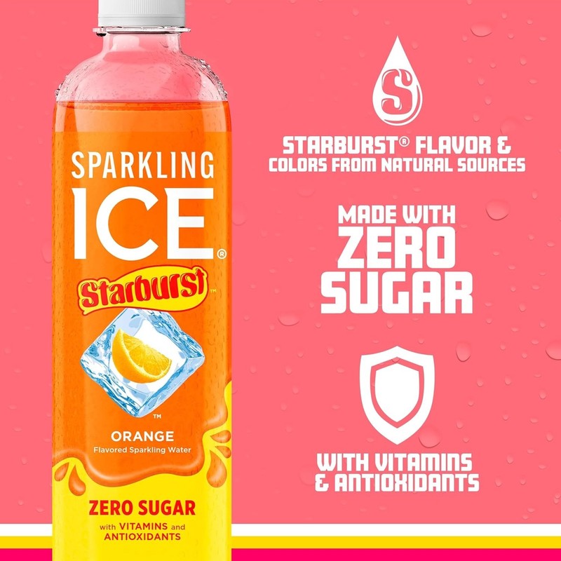 Sparkling Ice STARBURST Orange, Zero Sugar Flavored Sparkling Water, with Vitami gallery