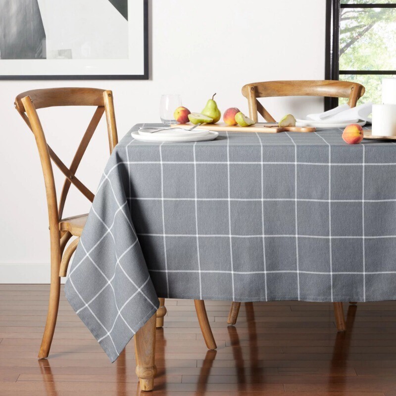 Windowpane Fabric Tablecloth 60"W X 84"L Rectangle Machine Washable Home Dining gallery