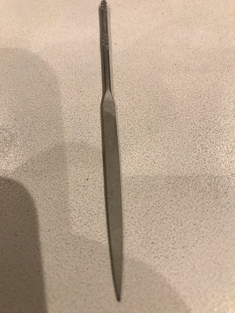 Nicholson, 4" Flat 4 cut (Sharp Point) Round Handle Needle File, New