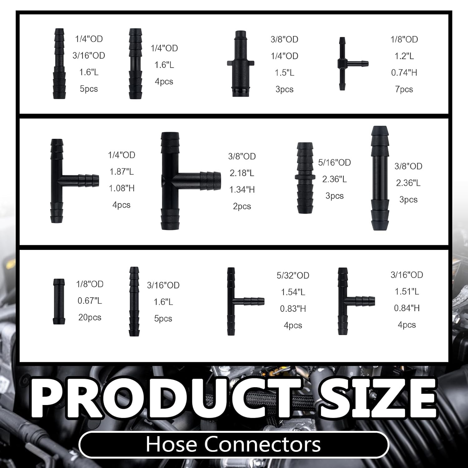 94PCS 5ft Vacuum Hose Set 6 Sizes Automotive 5Ft Kit 94PC 6Sizes gallery