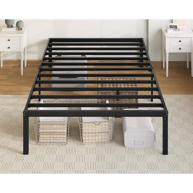 Metal Bed Frame Modern Minimalist Design Squeak Resistant Storage Easy Assembly gallery