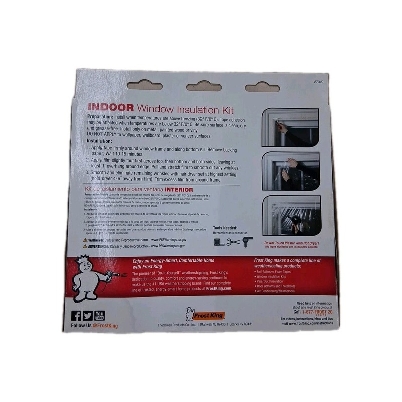 Frost King Window Winterizing Insulation Shrink Kit 42in x 62in 9 Pack gallery