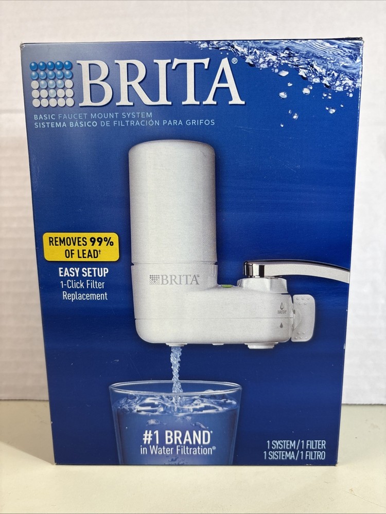 BRITA Basic Water Filter Faucet System White with Filter Removes 99% of Lead