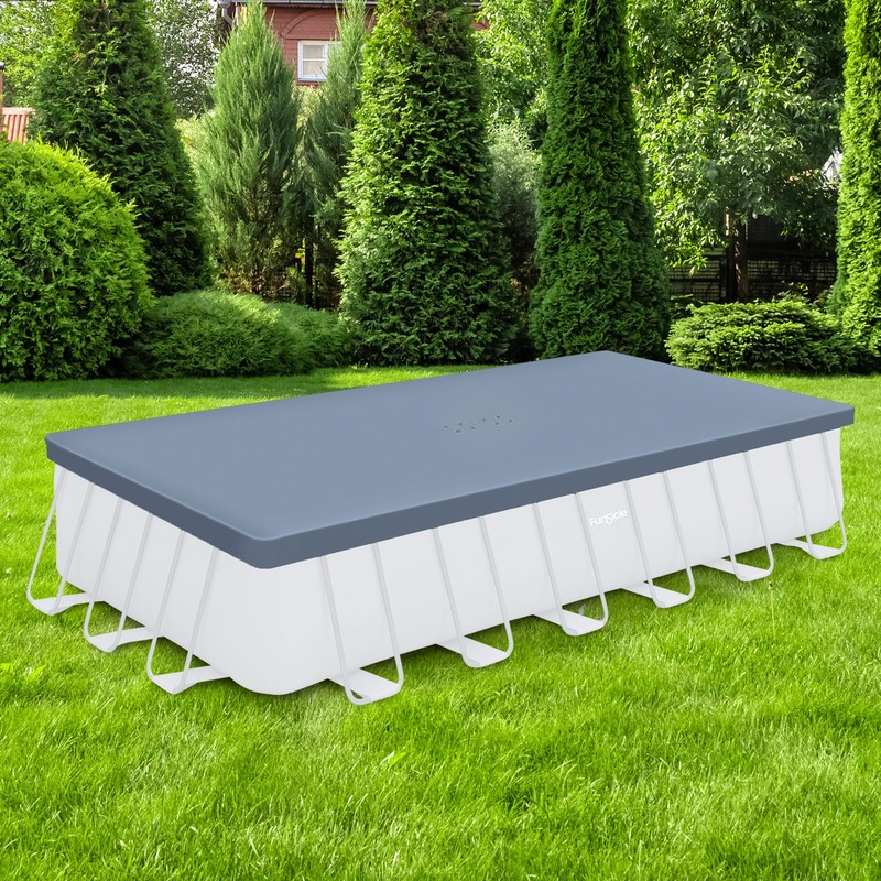 Funsicle 24'x12'x52" Oasis Rectangular Swimming Pool Set with 24' Cover, Brown gallery