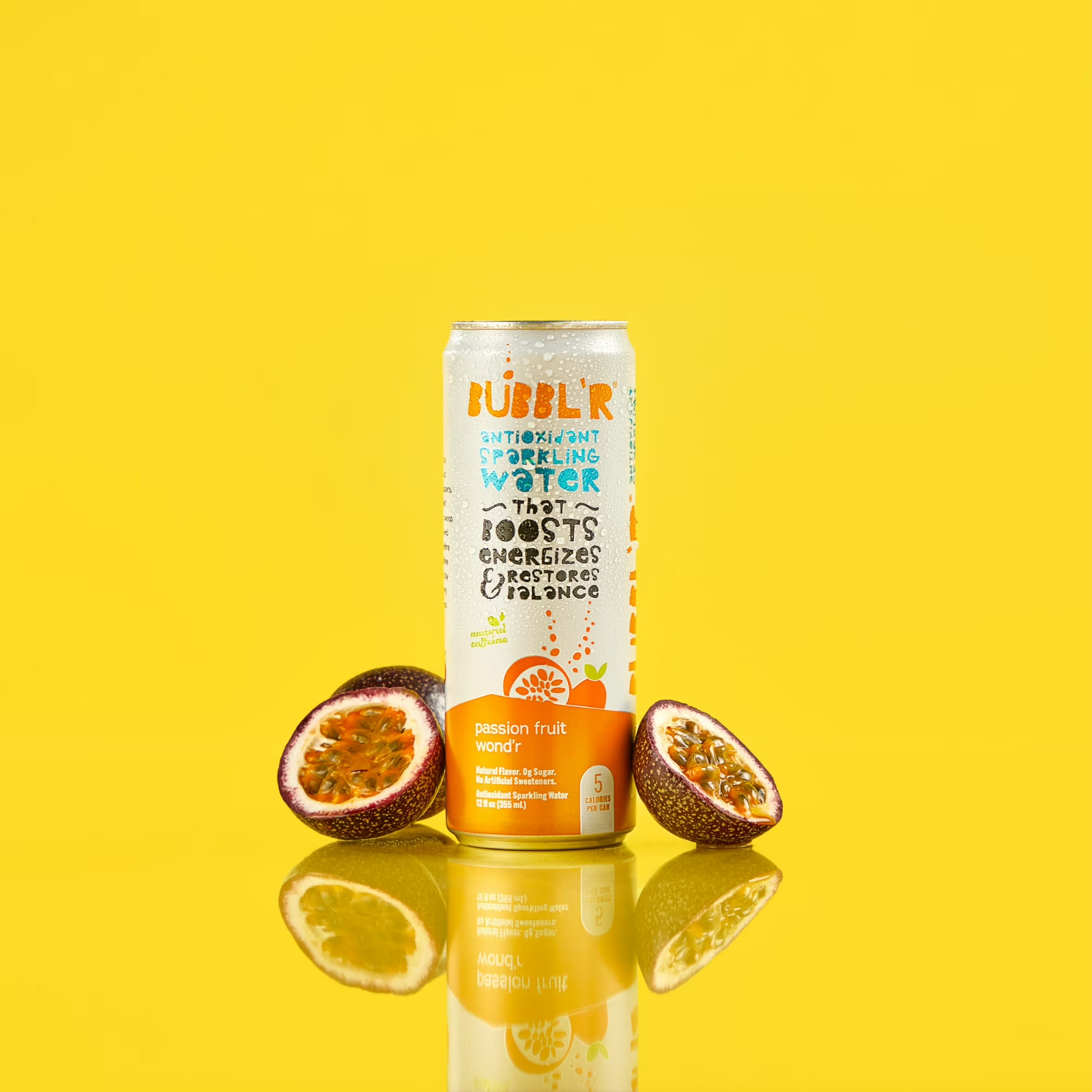BUBBL'R Antioxidant Sparkling Water, Passion Fruit Wond'r, 12 fl oz, 6 Pack Cans gallery