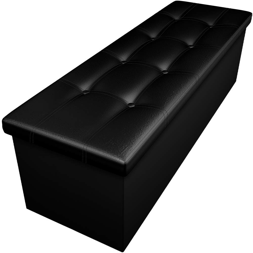Camabel 43 Inch Folding Storage Ottoman Bench Cube Hold up 700lbs Faux Leather L gallery