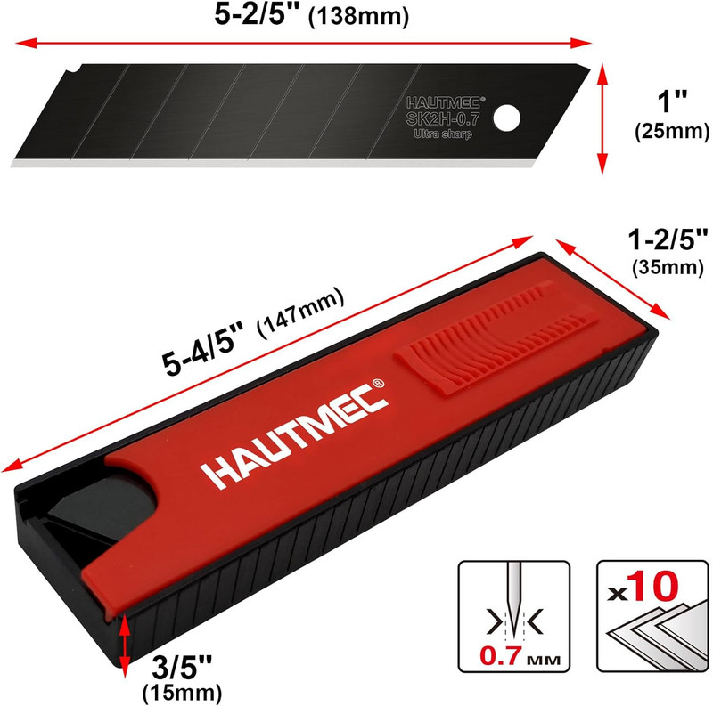 25Mm SK2H Ultra Sharp Snap off Blades for HT0082-BL Utility Knife 10Pcs gallery