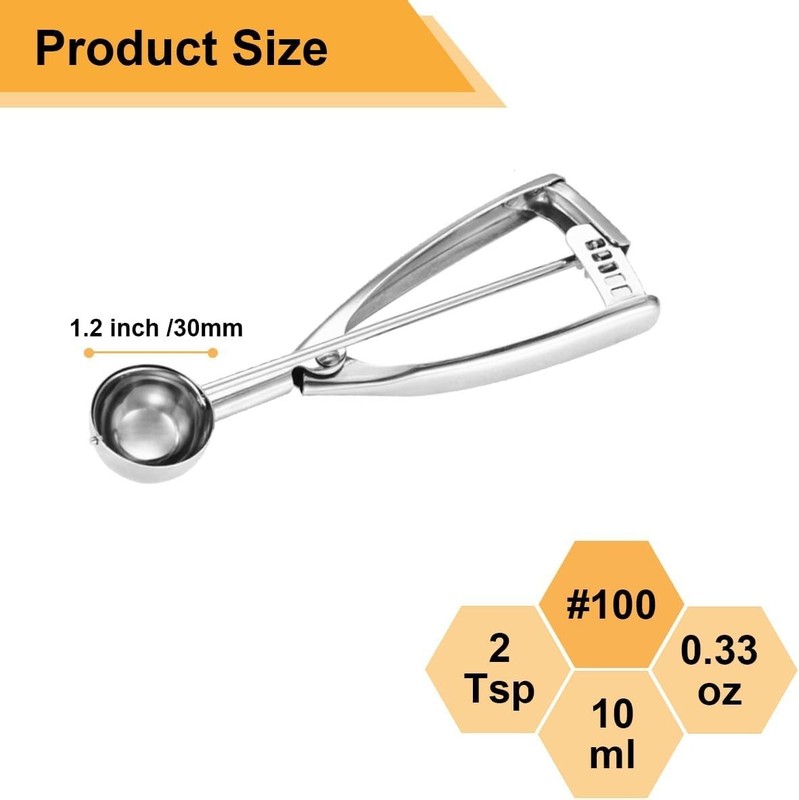 Mini Cookie & Melon Ball Scoop, 2 Teaspoon/10ml/0.33 OZ, 18/8 Stainless Steel gallery