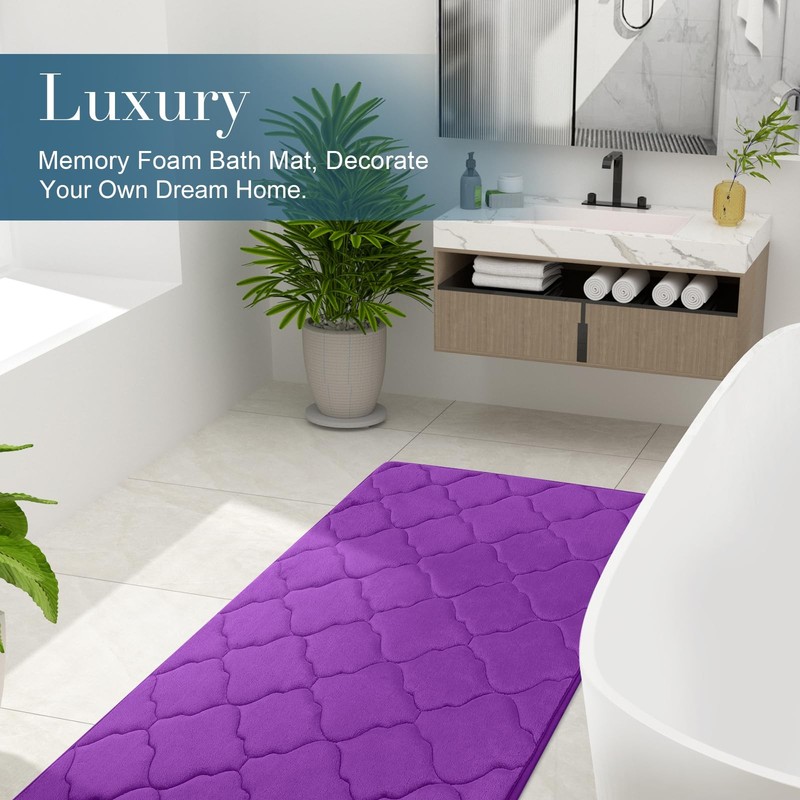 Memory Foam Bath Mat Soft Absorbent 47x24 In Non Slip Washable Shower Floor Rug gallery