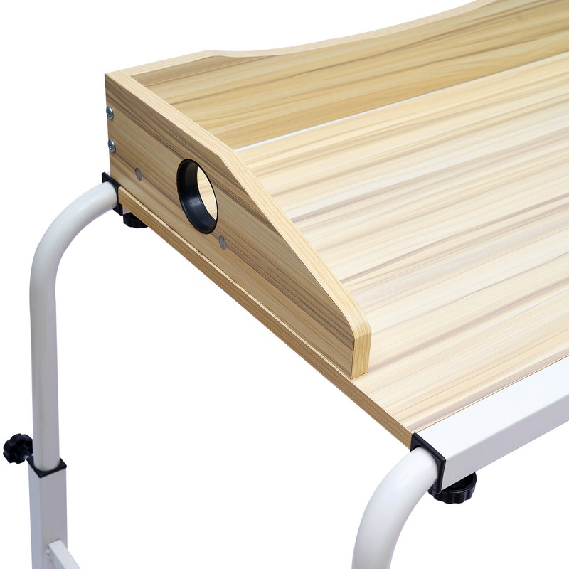 Adjustable Extendable Overbed Laptop Desk 55-85 Cm Height With Wheels Burlywood gallery