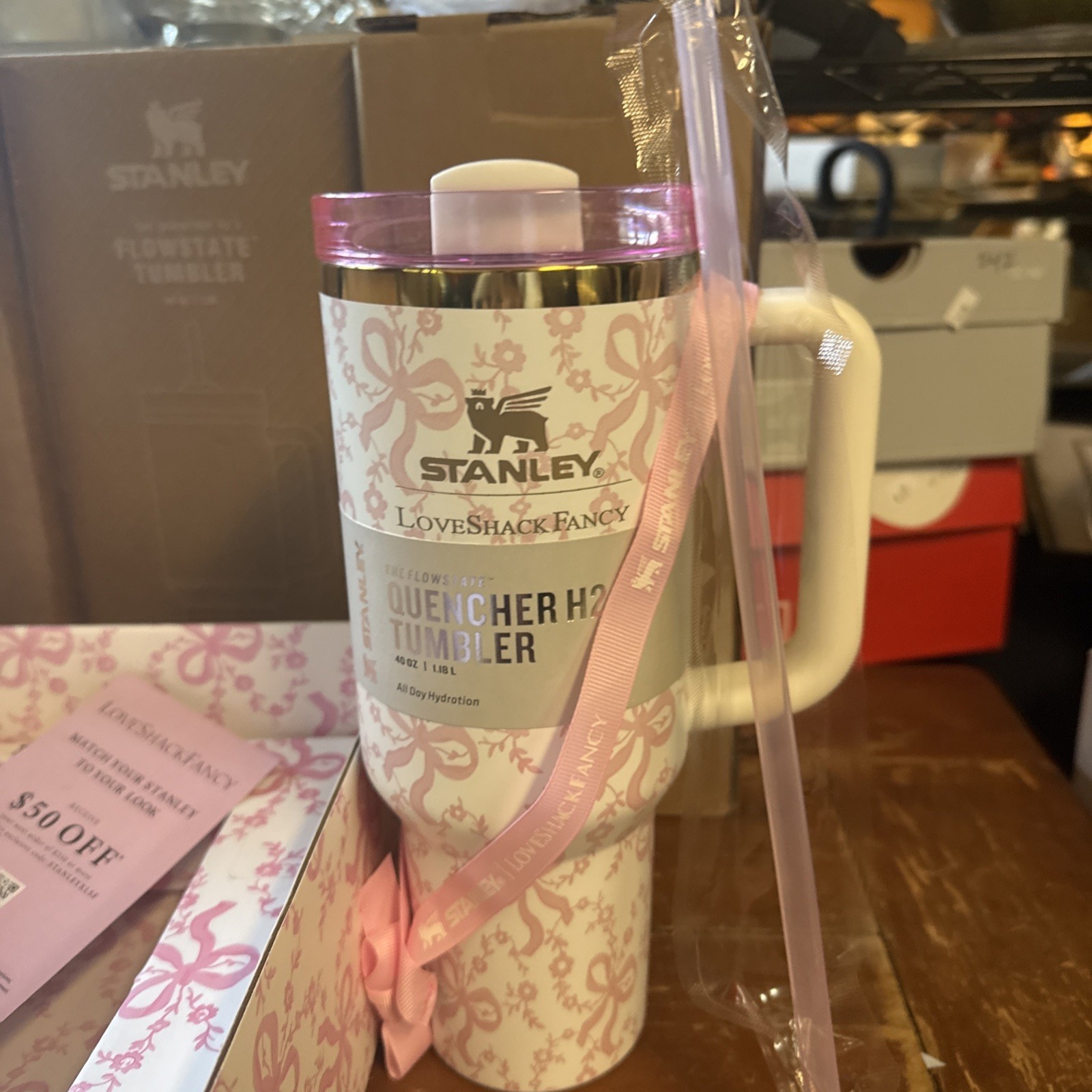 💕Stanley x LoveShackFancy 40 oz Quencher H2.0 NIB 💕 gallery