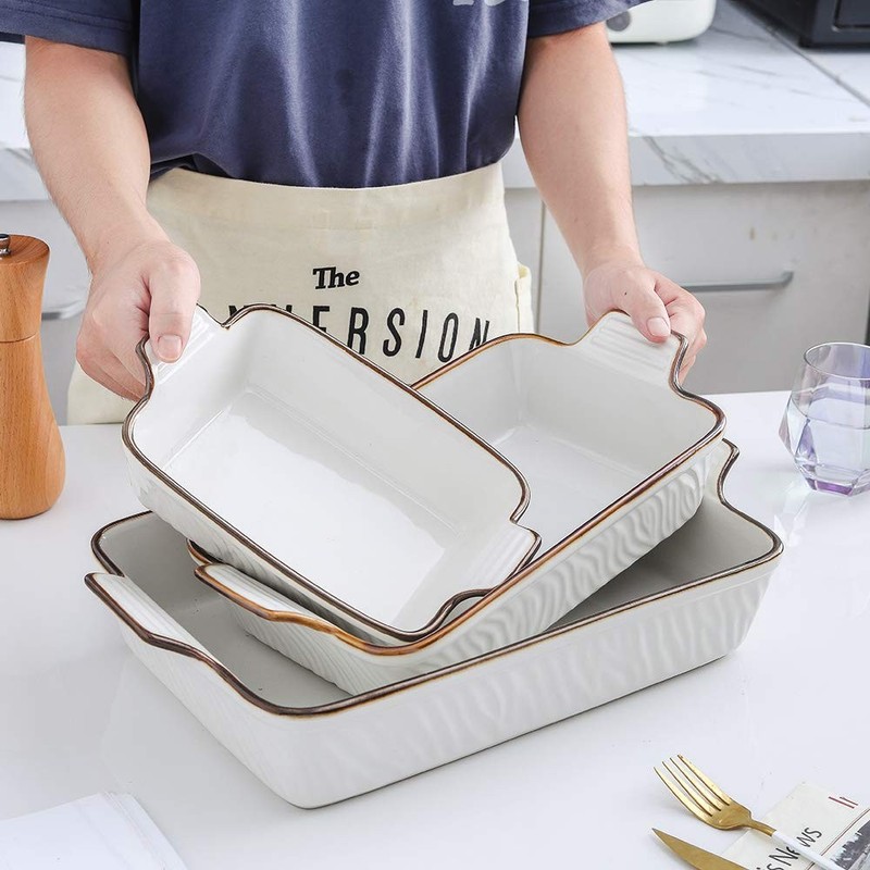 KOOV Bakeware Set, Ceramic Baking Dish 13"L x 9"W x 2.7"H, Pure White gallery