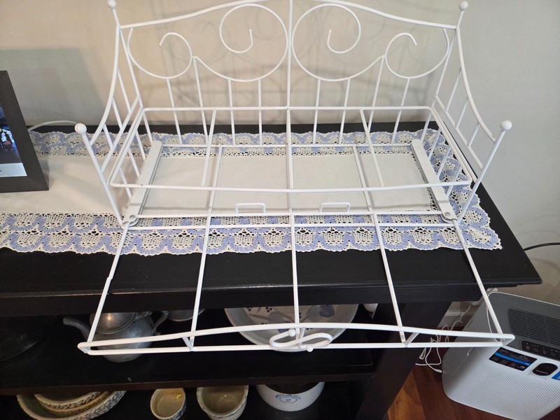 White Metal Wall Shelf w/Pull Out Tray 20" x 10 1/2" x 8 1/4" deep. gallery