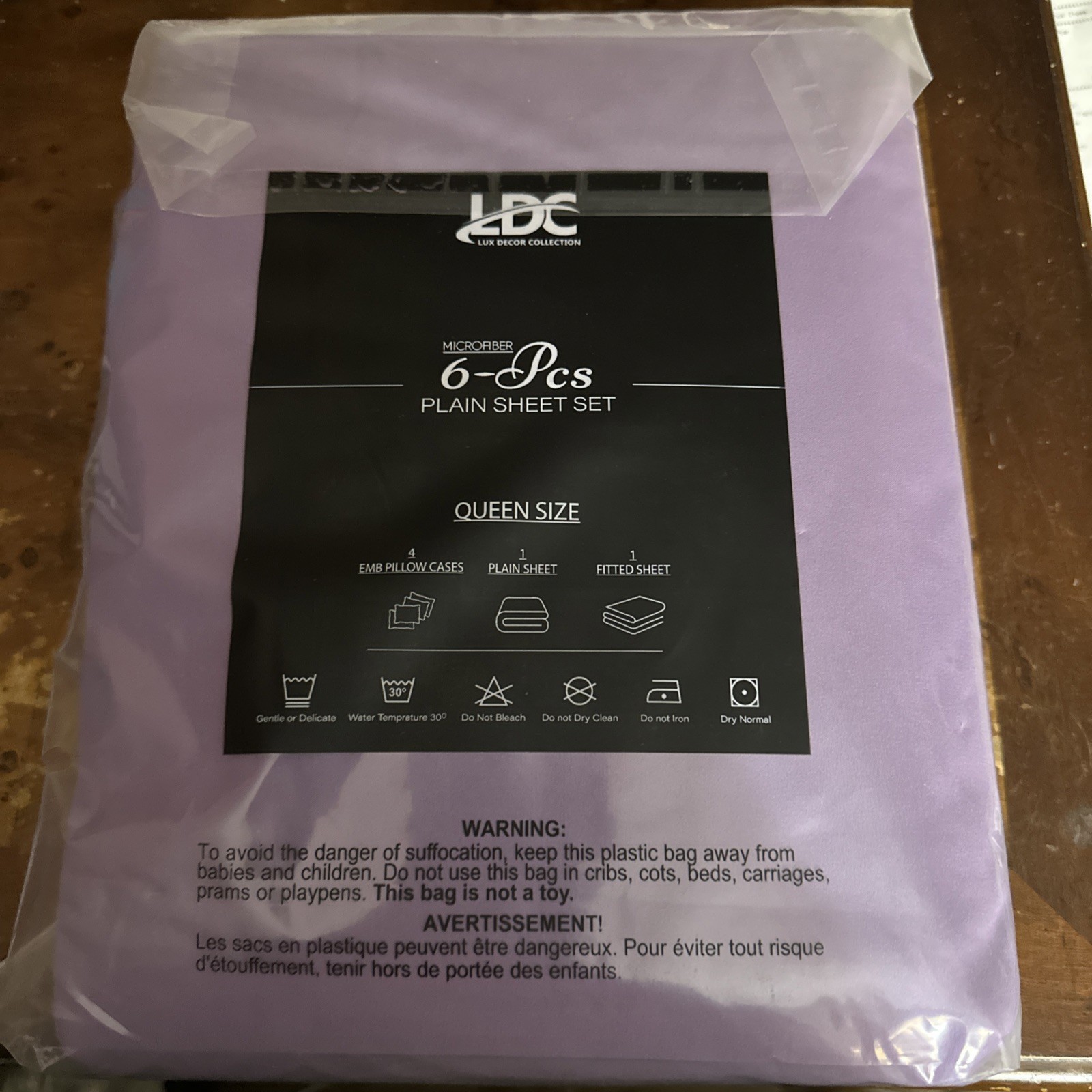 LDC LUX DECOR COLLECTION Purple Microfiber 6 Pc Queen Sheet Set Deep Pocket Soft gallery