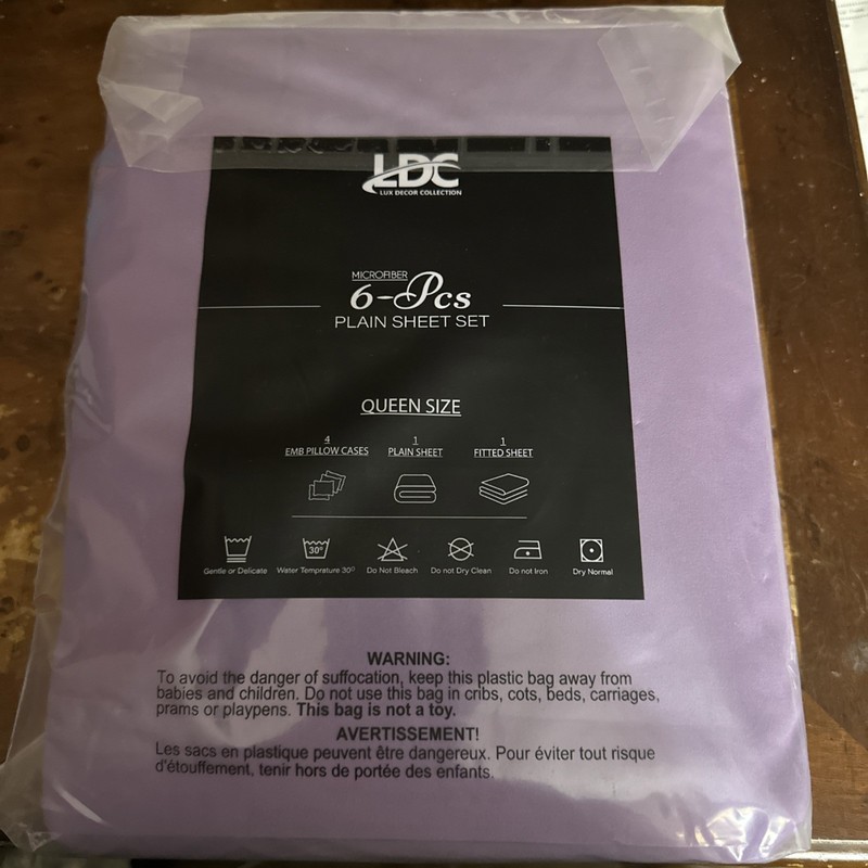 LDC LUX DECOR COLLECTION Purple Microfiber 6 Pc Queen Sheet Set Deep Pocket Soft gallery