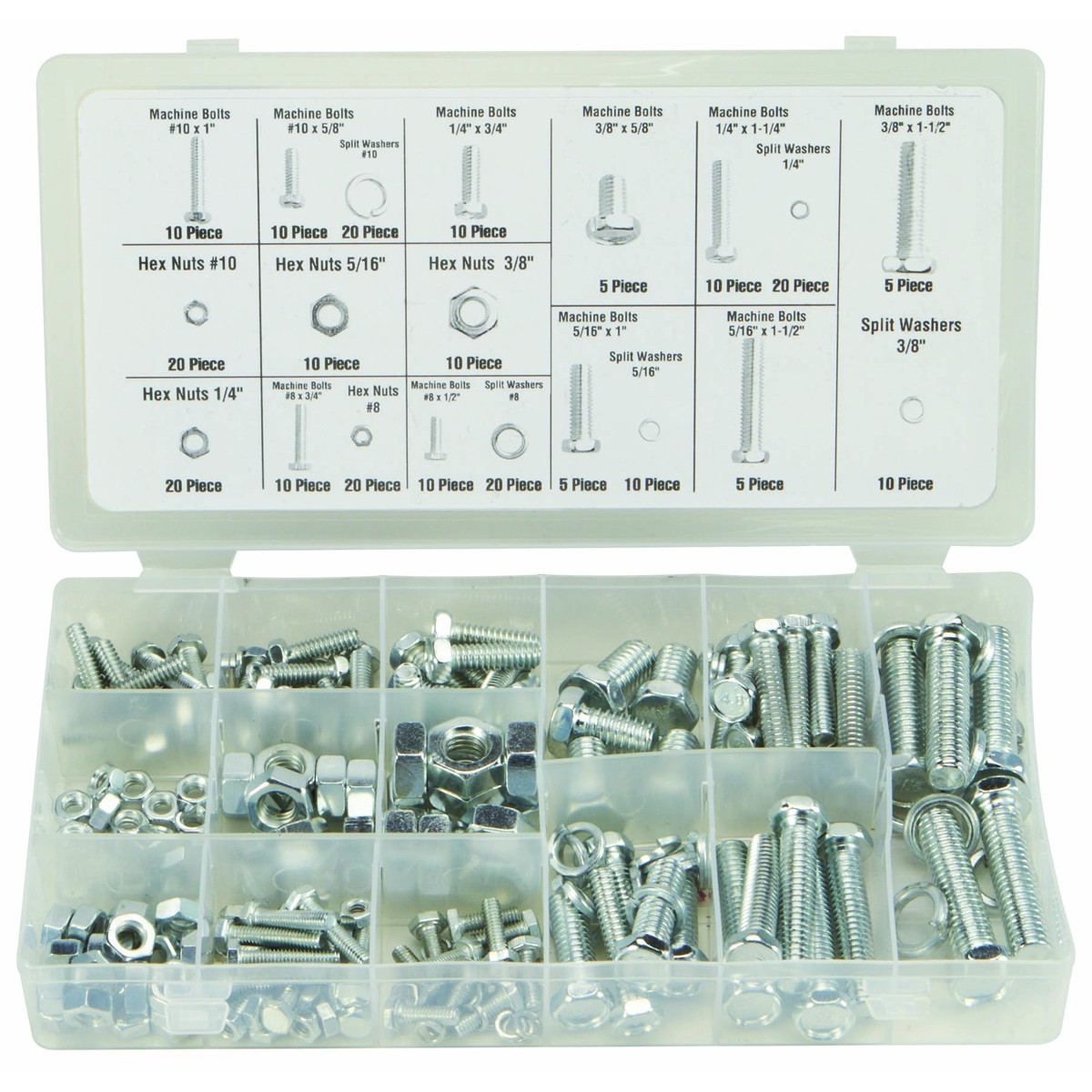 240 PC PIECE SAE STANDARD SIZE NUT AND BOLT SCREW ASSORTMENT HARDWARE KIT gallery