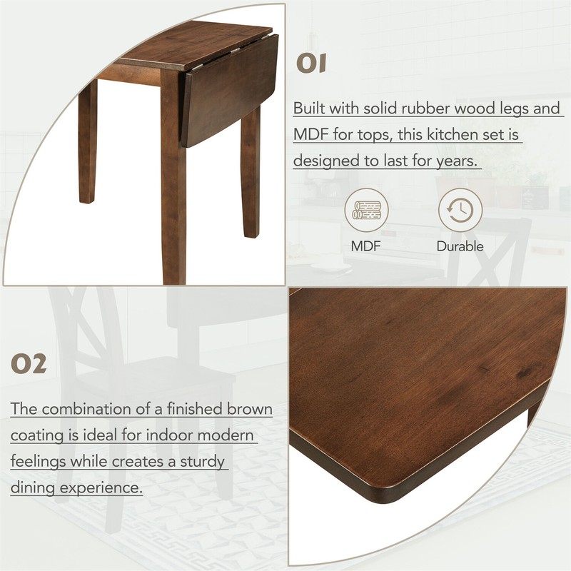 3 Piece Dining Table Set Extendable Table w/ 2 Chair Kitchen Breakfast Furniture gallery