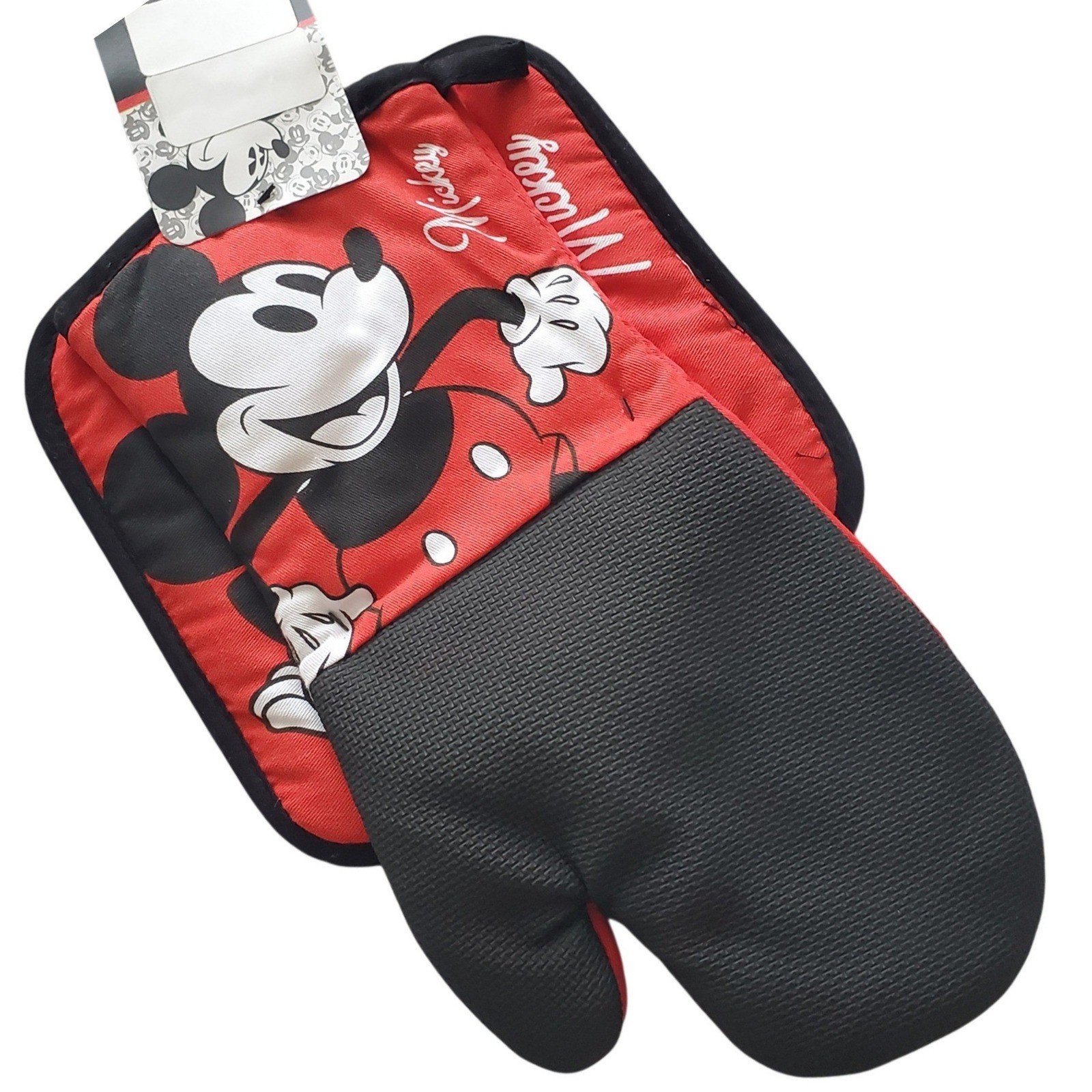 Disney Mickey Mouse Oversized Oven Mitt + Pot Holder Set Red Black Retro Gift 79 gallery
